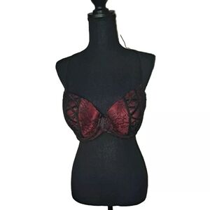 Yours 46C Womens Black Red Lace Bra NWT B25#12